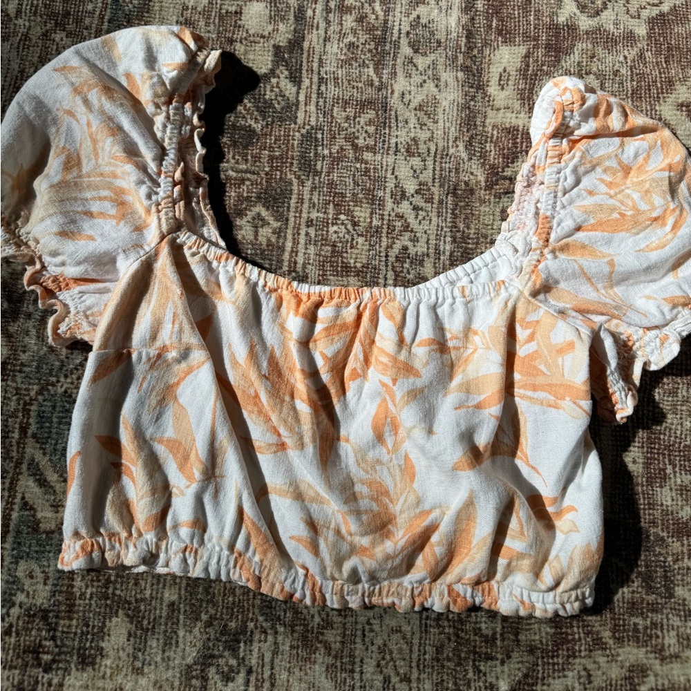 Abercrombie & Fitch Linen Floral Crop Top